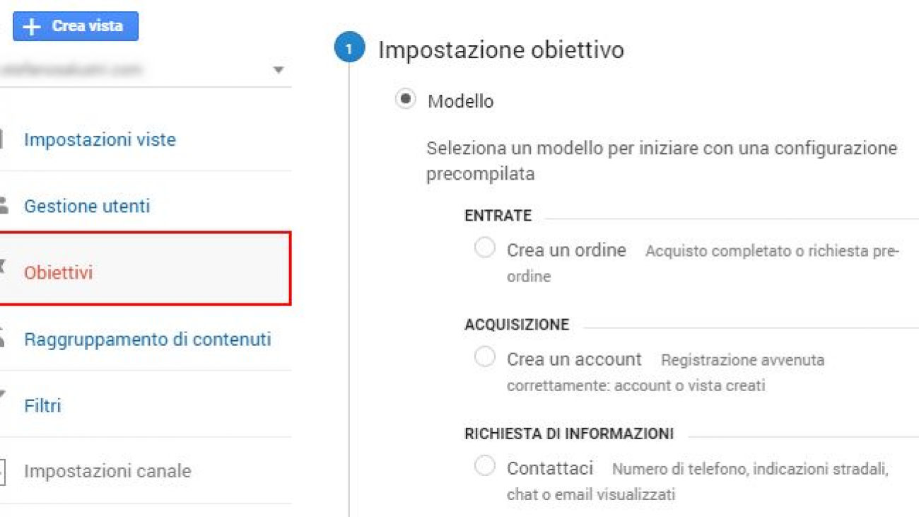 Obiettivi Google Analytics